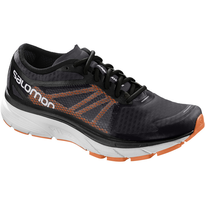 Salomon Israel SONIC RA - Mens Running Shoes - Black/White (MXTQ-56413)